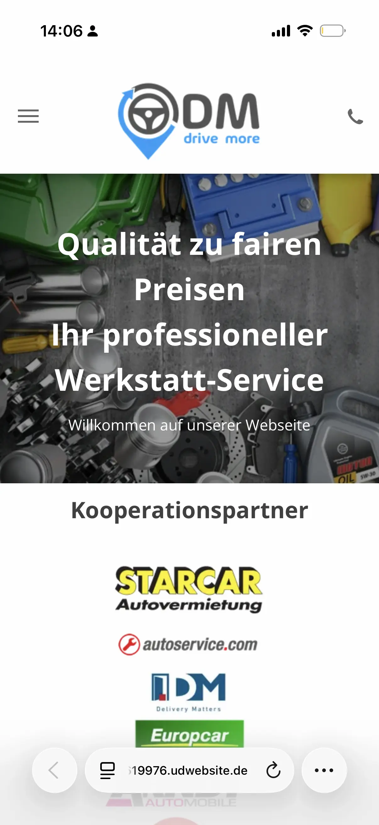 Hero & Brand Presence - Alte Website